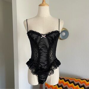 Vintage Juliara Coquette Glam Lace Ruffle Satin Bodysuit